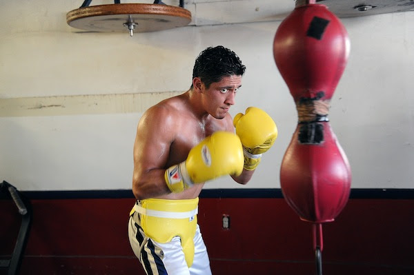 Giovani Santillan at the Maywood Boxing Gym in Los Angeles