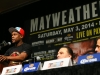 LAS VEGAS, NV - MARCH 8: WBC welterweight champion Floyd Mayweather speaks at the press conference announcing his fight against Marcos Maidana (not shown) at the MGM Grand Garden - Studio A&B on March 8, 2014 in Las Vegas, Nevada. (Photo by Ed Mulholland/Golden Boy/Golden Boy via Getty Images) *** Local Caption ***Floyd Mayweather