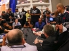 LAS VEGAS, NV - MARCH 8: WBC welterweight champion Floyd Mayweather speaks at the press conference announcing his fight against Marcos Maidana (not shown) at the MGM Grand Garden - Studio A&B on March 8, 2014 in Las Vegas, Nevada. (Photo by Ed Mulholland/Golden Boy/Golden Boy via Getty Images) *** Local Caption ***Floyd Mayweather