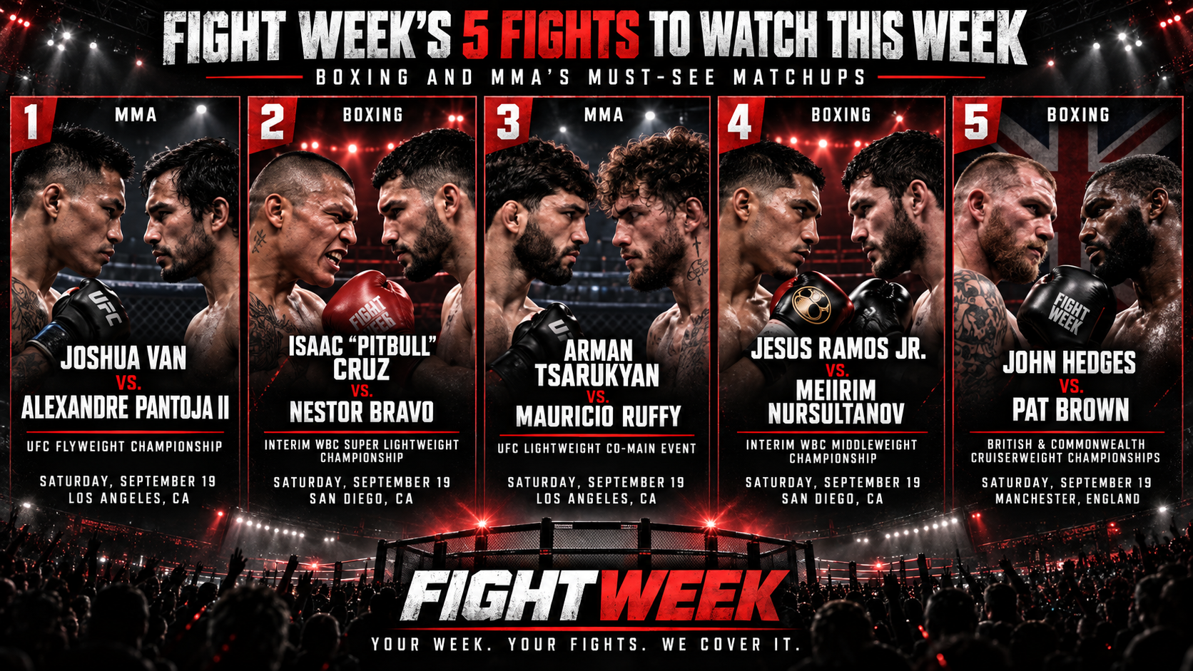 Fight Week’s 5 Fights to Watch: Van-Pantoja 2, Pitbull Cruz & UFC 331