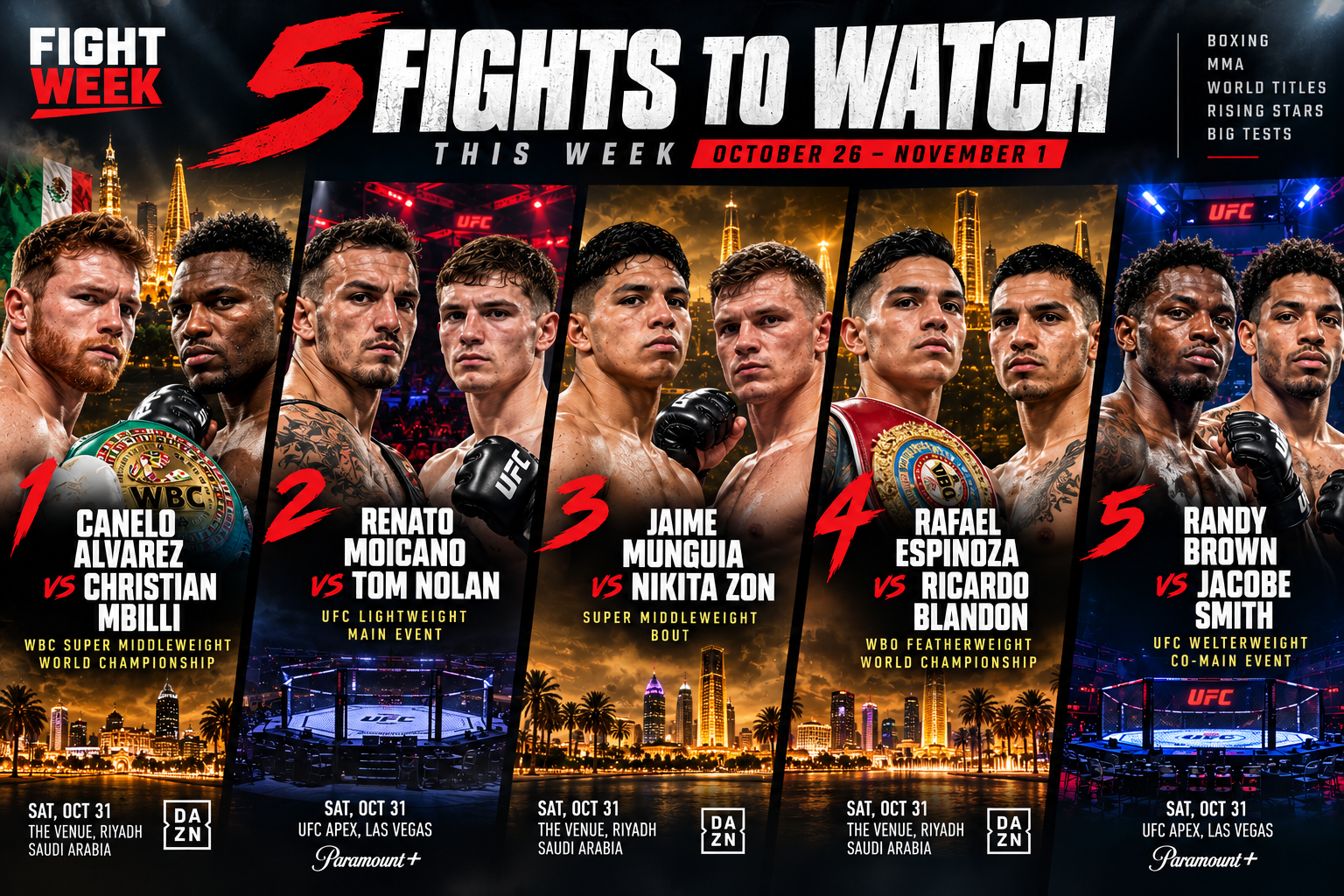 Fight Week’s 5 Fights to Watch This Week: October 26–November 1 | Fight ...